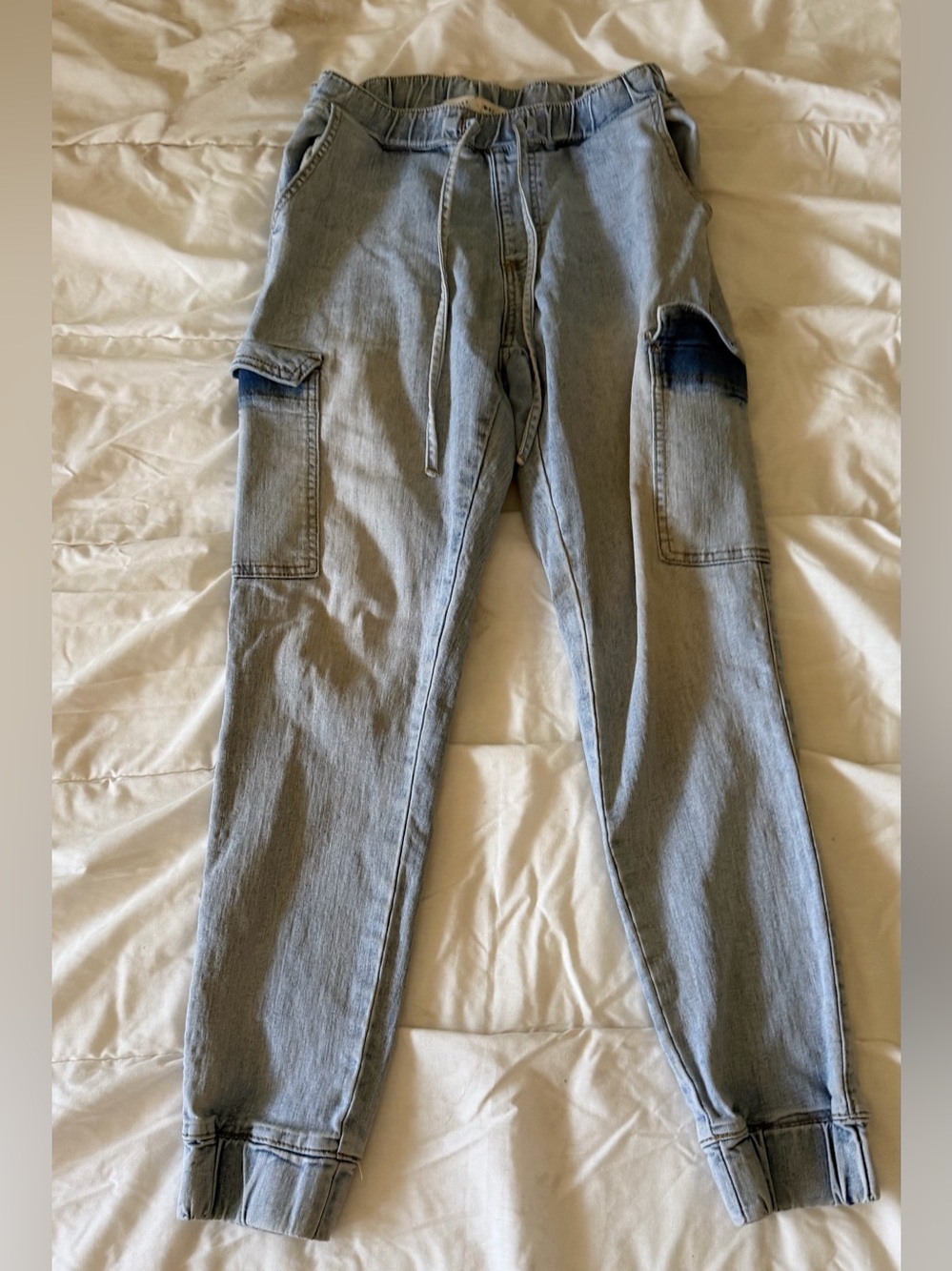 Almost Famous Light Blue Men's Cargo Jogger Jeans